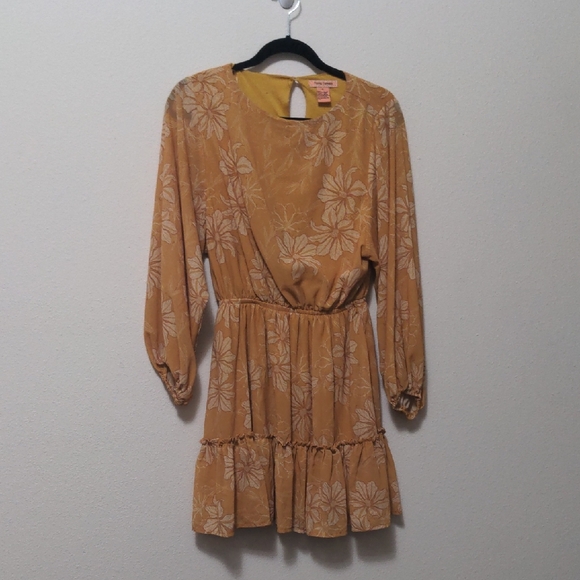 Flying Tomato Mustard Floral Long Sleeve Dress - Picture 1 of 5